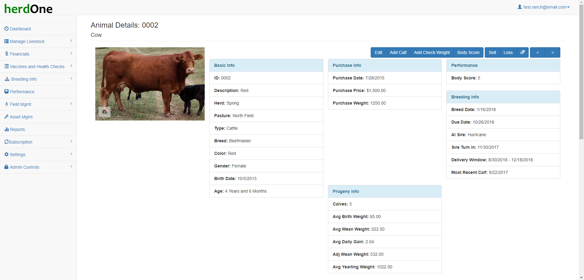 HerdOne Cow Profile